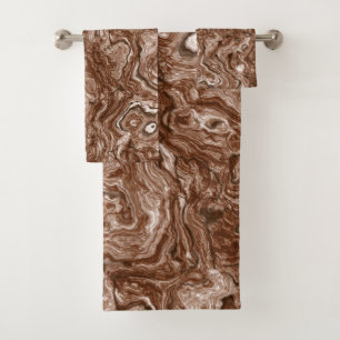 Brown Marble abstract Bath Towel Set