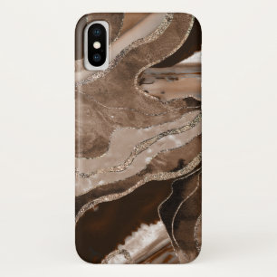 Brown Marble Agate Gold Glitter Glam #1  iPhone X Case