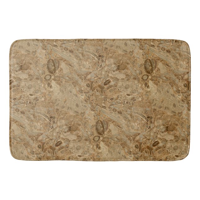 Brown Marble Fossil Look Bath Mat (Front)