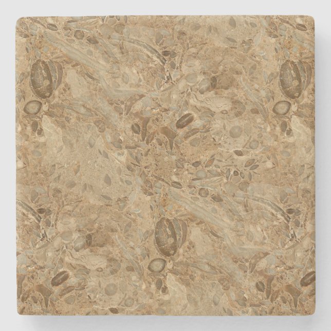 Brown Marble Fossil Look Stone Coaster (Front)