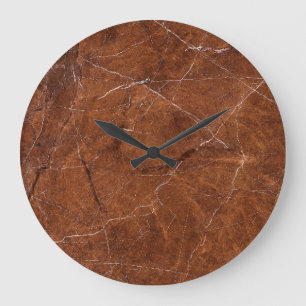 Brown Marble Glossy: Luxury Texture Background Large Clock