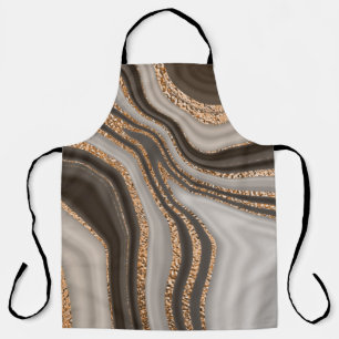 Brown Marble Gold Vintage Design Apron