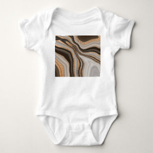 Brown Marble Gold Vintage Design Baby Bodysuit