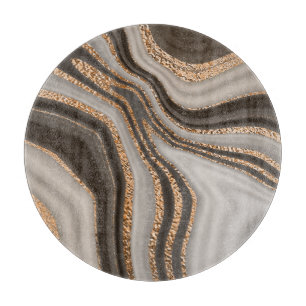 Brown Marble Gold Vintage Design Cutting Board