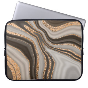 Brown Marble Gold Vintage Design Laptop Sleeve