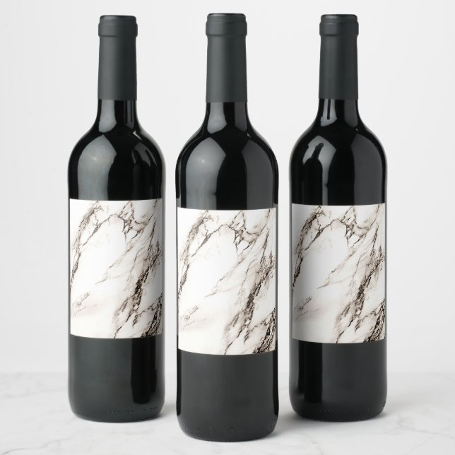 Brown Marble Look Wine Label (Bottles)
