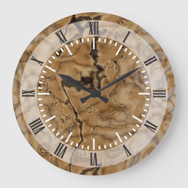 Brown Marble Texture Large Clock (Front)
