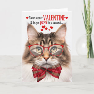 Brown Marble Wegie Cat Humour Valentine's Day Holiday Card