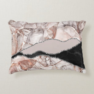 Brown Marble With Silver Line And Sparkle Decorative Cushion