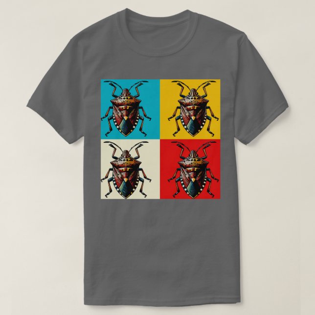Brown Marmorated Stink Bug Art Cool Insect T-Shirt (Design Front)