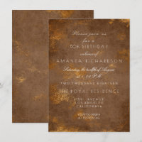Brown Maroon Sepia Distressed Grungy Gold Birthday