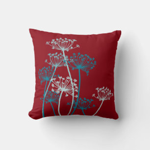 Brown marsala aqua cows parsley pillow