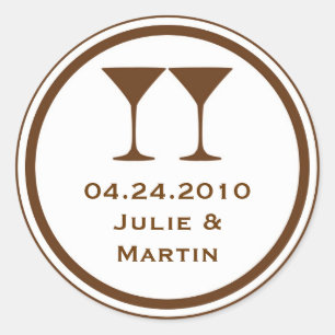 Brown martini wedding favour tag seal label