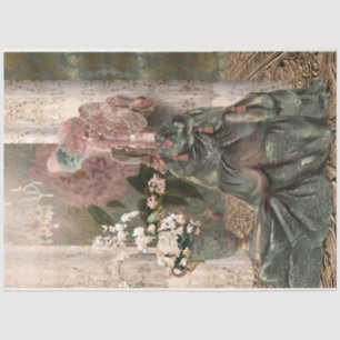 Brown Mary Antoinette Ornate Portrait Lady Tissue Paper