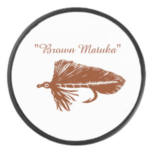 Brown Matuka streamer, fly fishing, fly tying art Hockey Puck