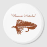 Brown Matuka streamer, fly fishing, fly tying art Magnet<br><div class="desc">These Zazzle tiles feature original artwork spanning nearly 50 years of my career as a professional artist. I hope you find something that speaks to your heart. This image of a brown Matuka streamer fly was original executed as a woodcut. A popular fly fishing streamer to tie and fish.</div>