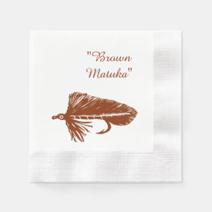 Brown Matuka streamer, fly fishing, fly tying art Napkin