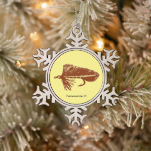 Brown Matuka streamer, fly tying, fly fishing art Snowflake Pewter Christmas Ornament