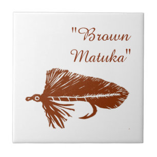 "Brown Matuka" streamer trout fly tile. Tile