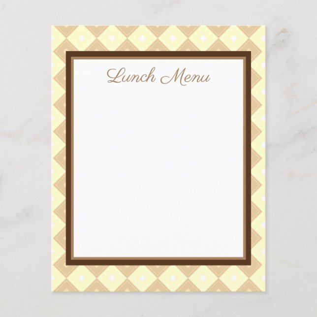 Brown Menu Lunch and Dinner in Diamond Design (Front)