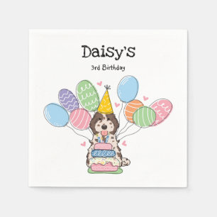 Brown Merle Cockapoo Cavapoo Birthday Party Paper Napkin