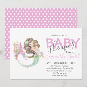 Brown MERMAID BABY SHOWER Under the sea   Announcement