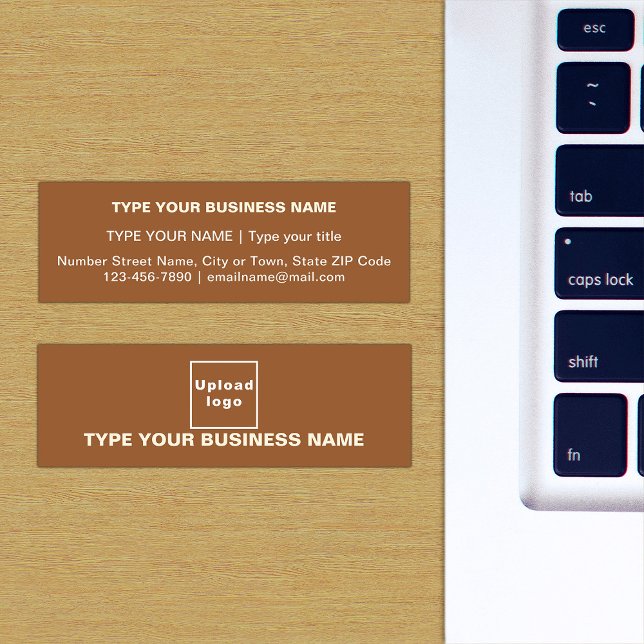 Brown Mini Business Card (The front and back of the brown mini business card)