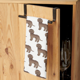 Brown Mini Goldendoodle Cute Cartoon Dog Pattern Tea Towel