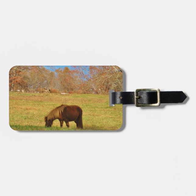 Brown miniature Pony Luggage Tag (Front Horizontal)
