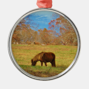 Brown miniature Pony Metal Tree Decoration