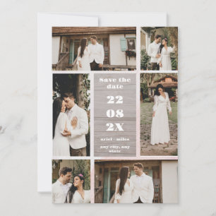 Brown Minimalist 6-Photo Save The Date Card