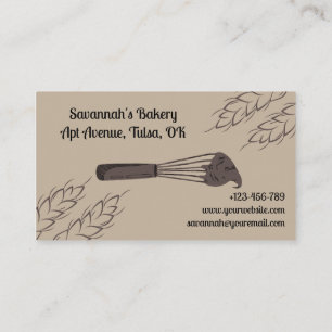 Brown Minimalist Baking Whisk Bakery Business Card