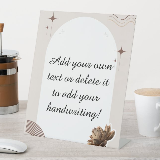 Brown Minimalist Boho Notes Customisable Pedestal Sign (In SItu)