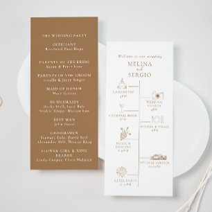 Brown Minimalist Calligraphy Timeline Wedding  Programme