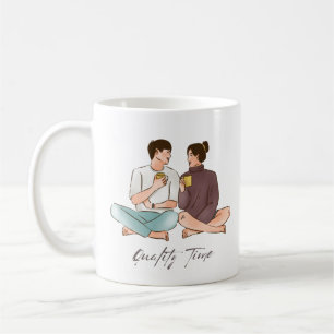 Brown minimalist couple white cute love coffee mug