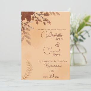 Brown Minimalist Fall Wedding Invitation
