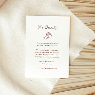 Brown Minimalist Horseshoe Wedding Guest Details Enclosure Card