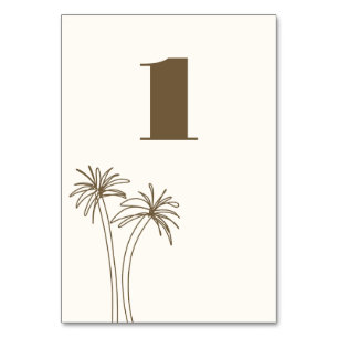 Brown Minimalist Tropics Wedding Table Number