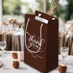 Brown   Minimalist Wedding Thank You Small Gift Bag