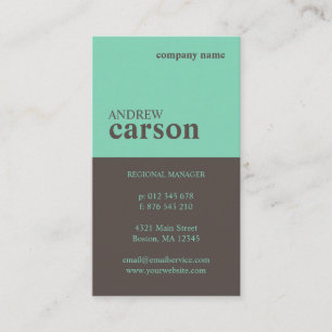 Brown & Mint Colorblock Business Card