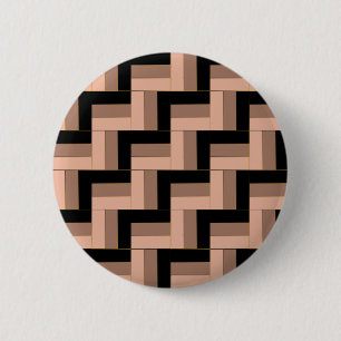 Brown Mocha Black Geometric Rectangles 6 Cm Round Badge