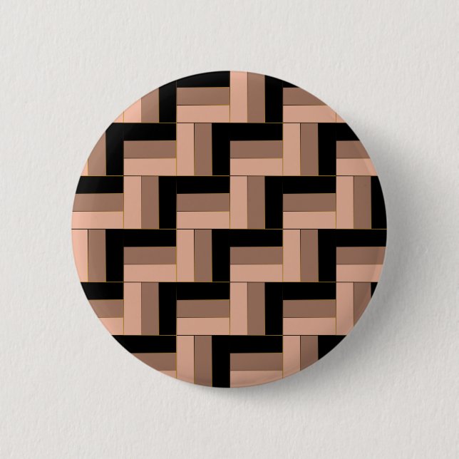 Brown Mocha Black Geometric Rectangles 6 Cm Round Badge (Front)