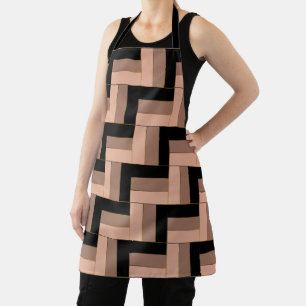 Brown Mocha Black Geometric Rectangles Apron