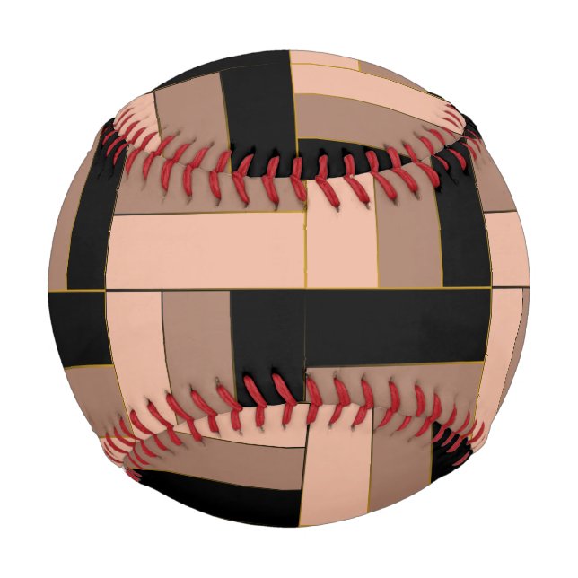 Brown Mocha Black Geometric Rectangles Baseball (Front)