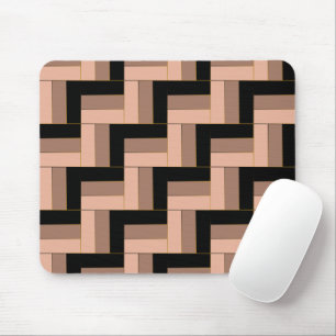 Brown Mocha Black Geometric Rectangles Mouse Mat