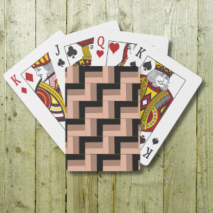 Brown Mocha Black Geometric Rectangles Playing Cards