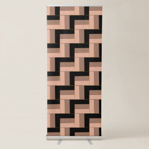 Brown Mocha Black Geometric Rectangles Retractable Banner
