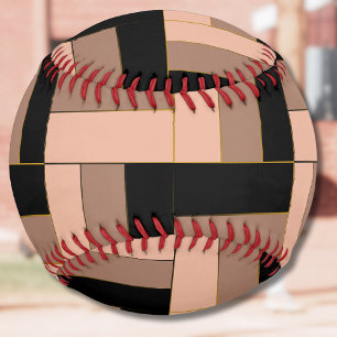 Brown Mocha Black Geometric Rectangles Softball