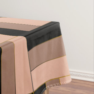Brown Mocha Black Geometric Rectangles Tablecloth