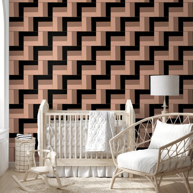 Brown Mocha Black Geometric Rectangles Wallpaper (Kids)